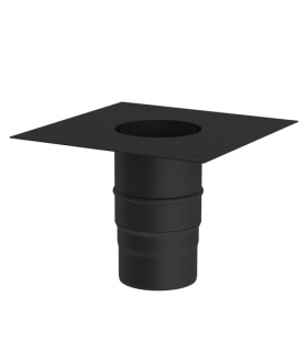Raccord boisseau poêle avec plaque carrée Ferrolux Noir Ø 150mm