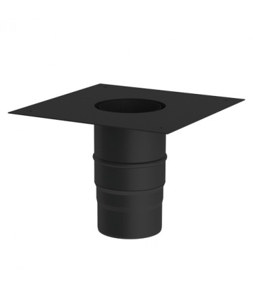 Raccord boisseau poêle avec plaque carrée Ferrolux Noir Ø 180mm